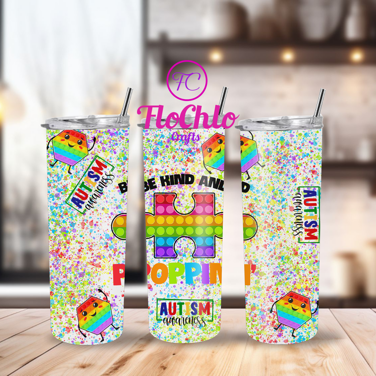 Autism Awareness Poppin 20oz Tumbler